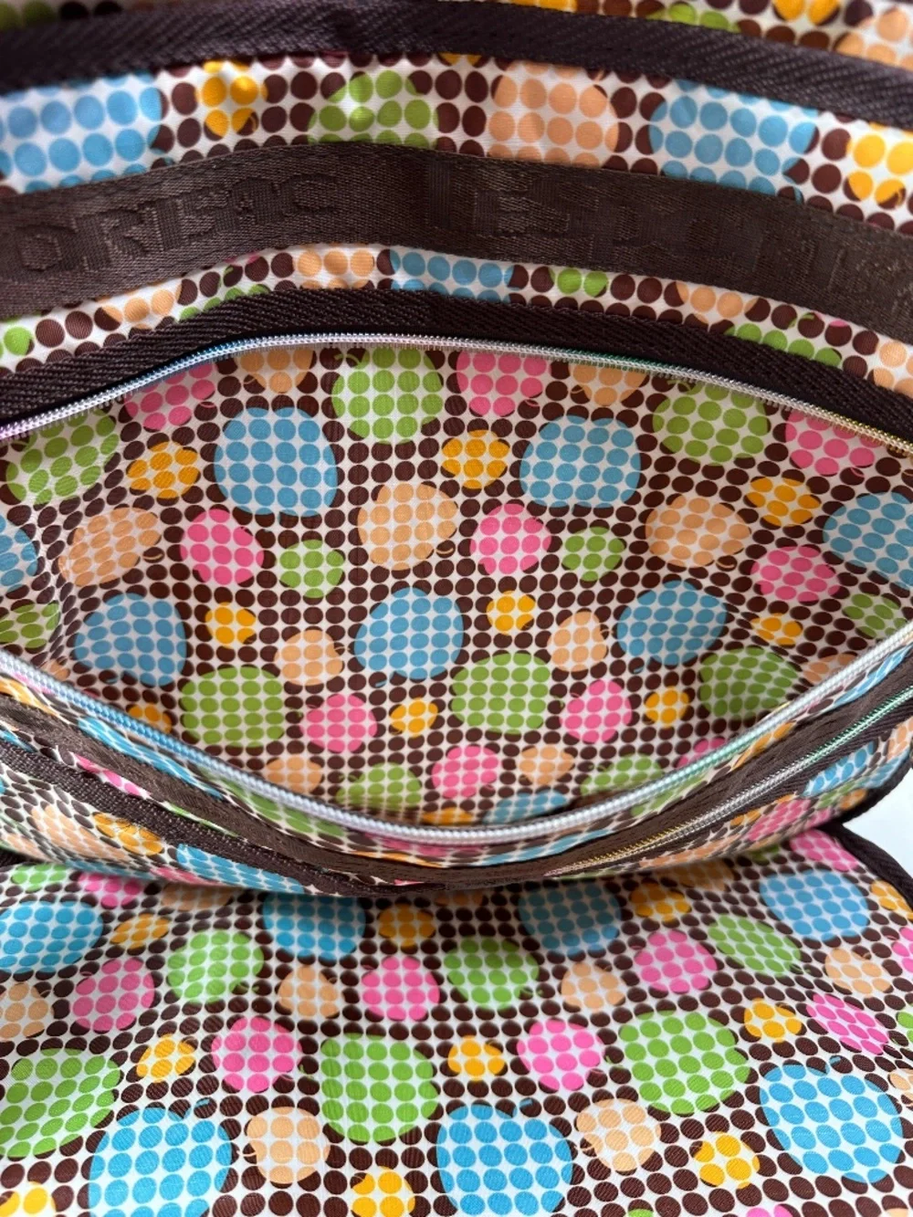 LeSportsac Colorful Crossbody Computer Commuter Bag Lots Of Pockets Zip Close